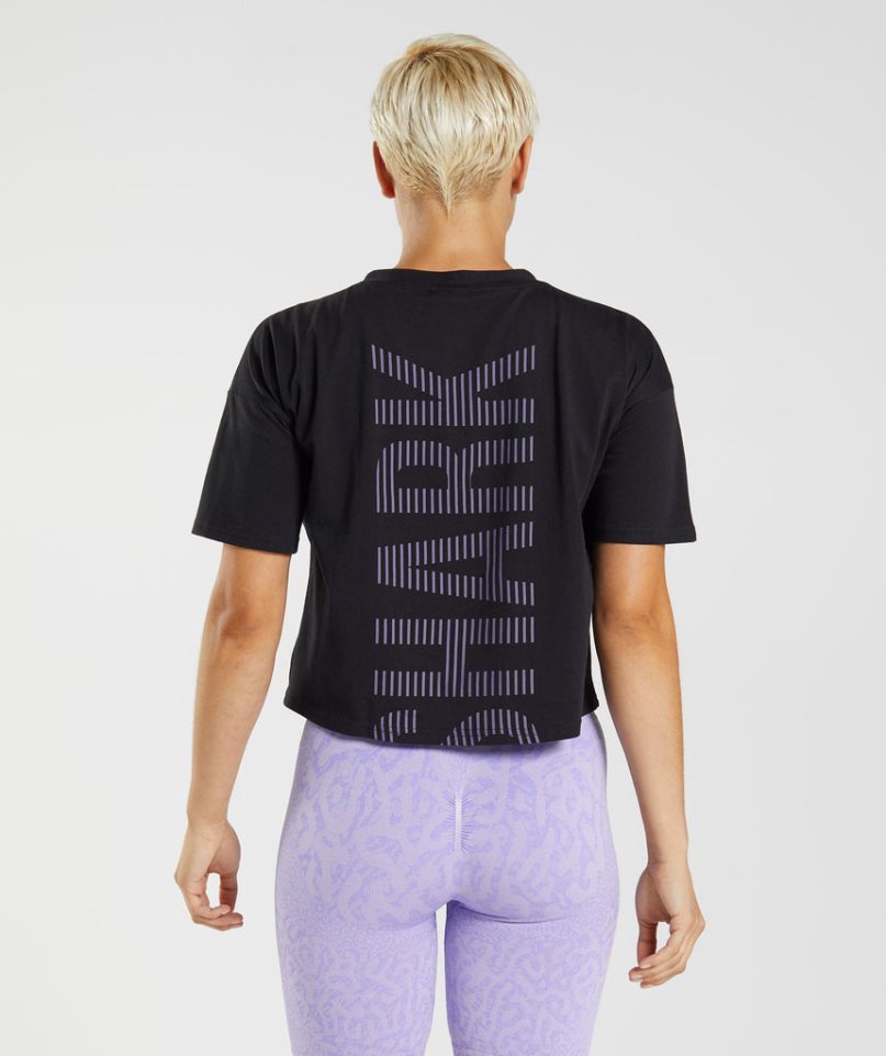 Women's Gymshark 315 Midi T-Shirts Black | CA 1A8D05